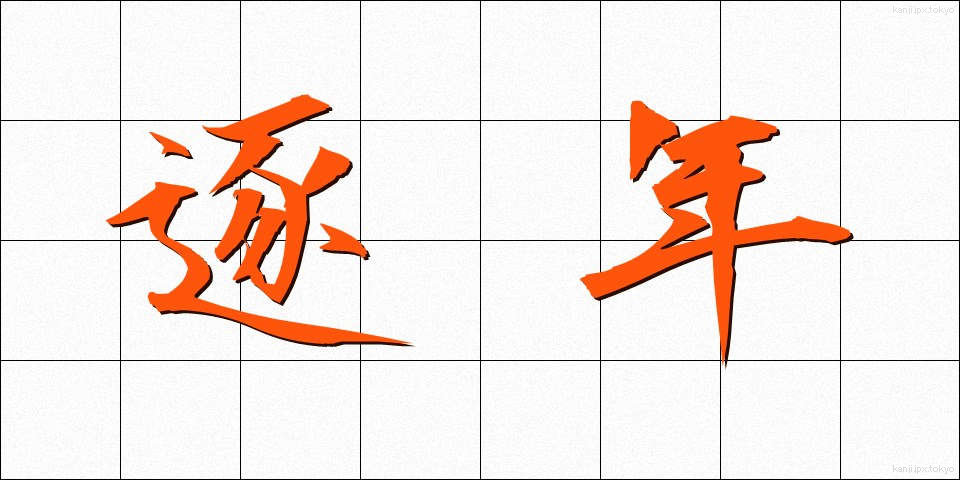 逐年 (ちくねん)